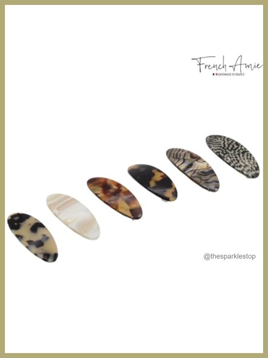 Set of 6 Celluloid Oval Hair Clips Barrette for Women Handmade main image 4